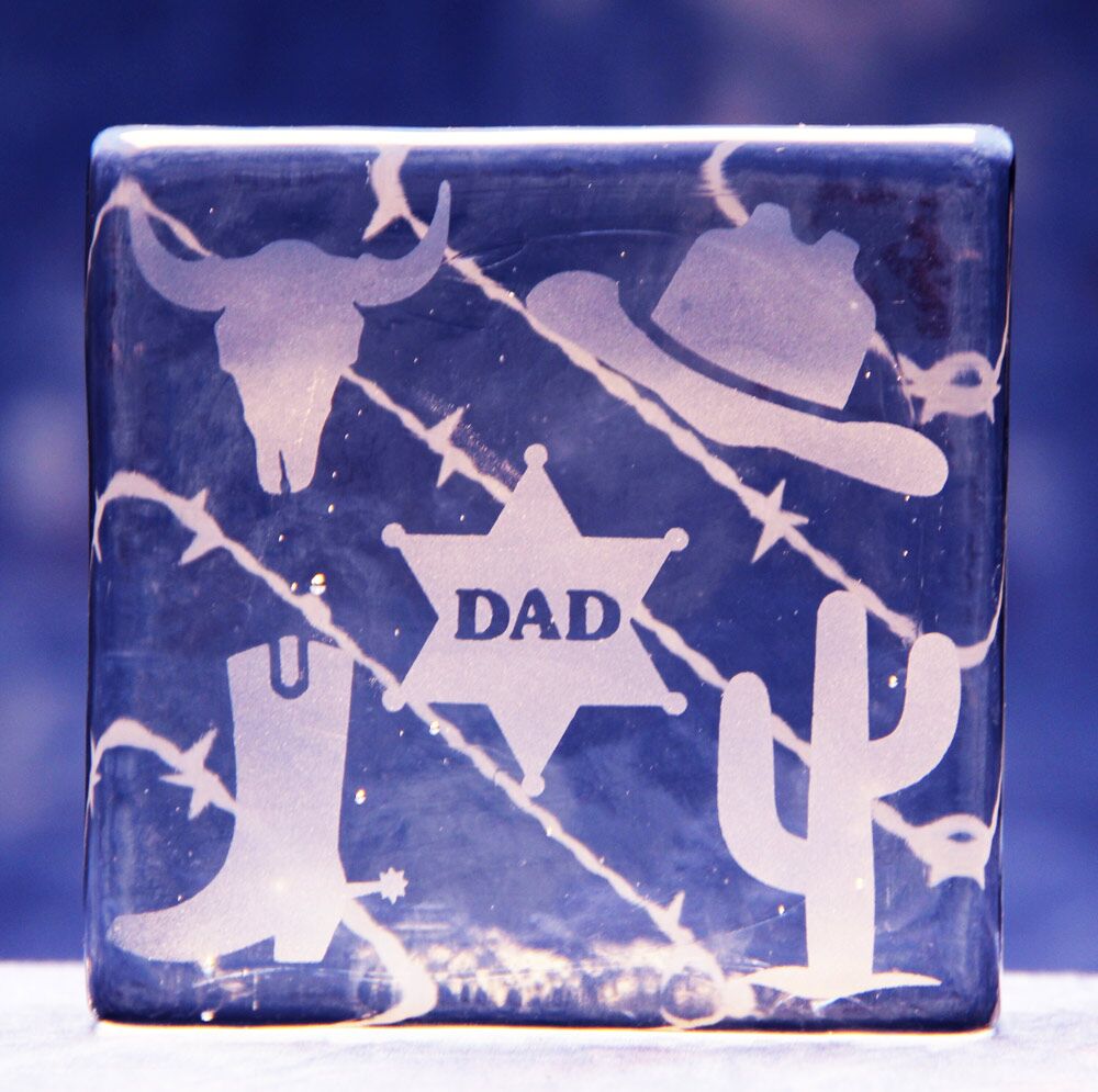 Dad of the West Glass Block