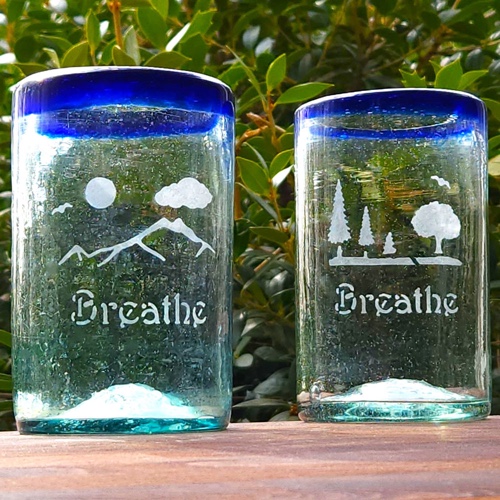 Breathe Naturescape Handblown Tumblers