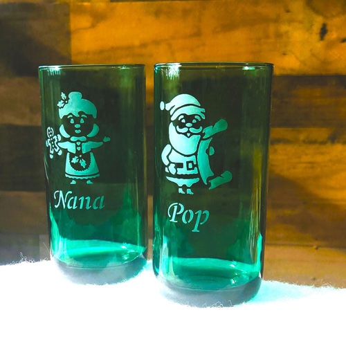 Nana & Pop Green Christmas Glasses