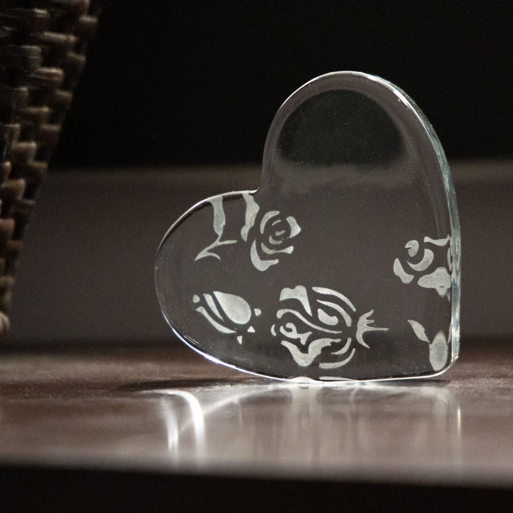 Glass Heart Paper Weight