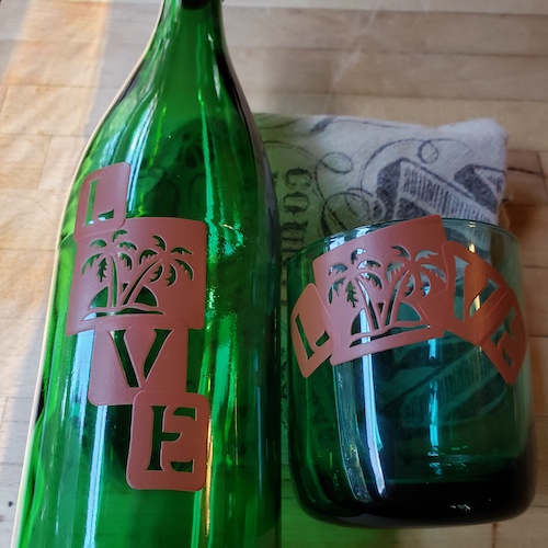 Paradise Love Bottle and Glass
