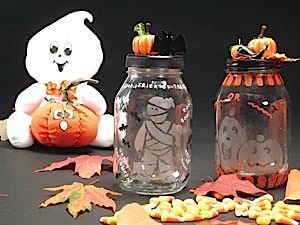 Etched Halloween Candy Jar