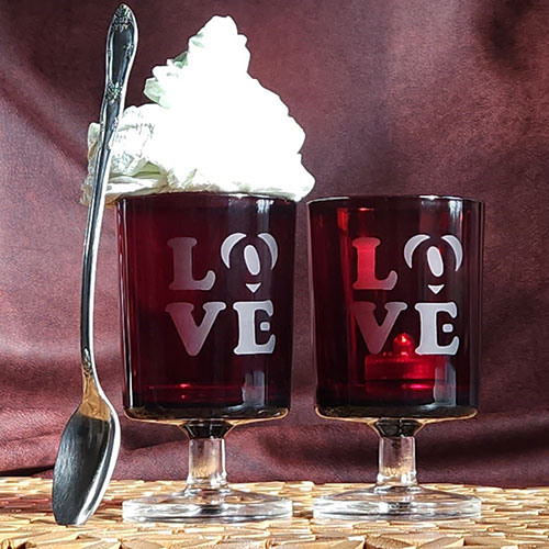 Red LOVE Dessert Glasses